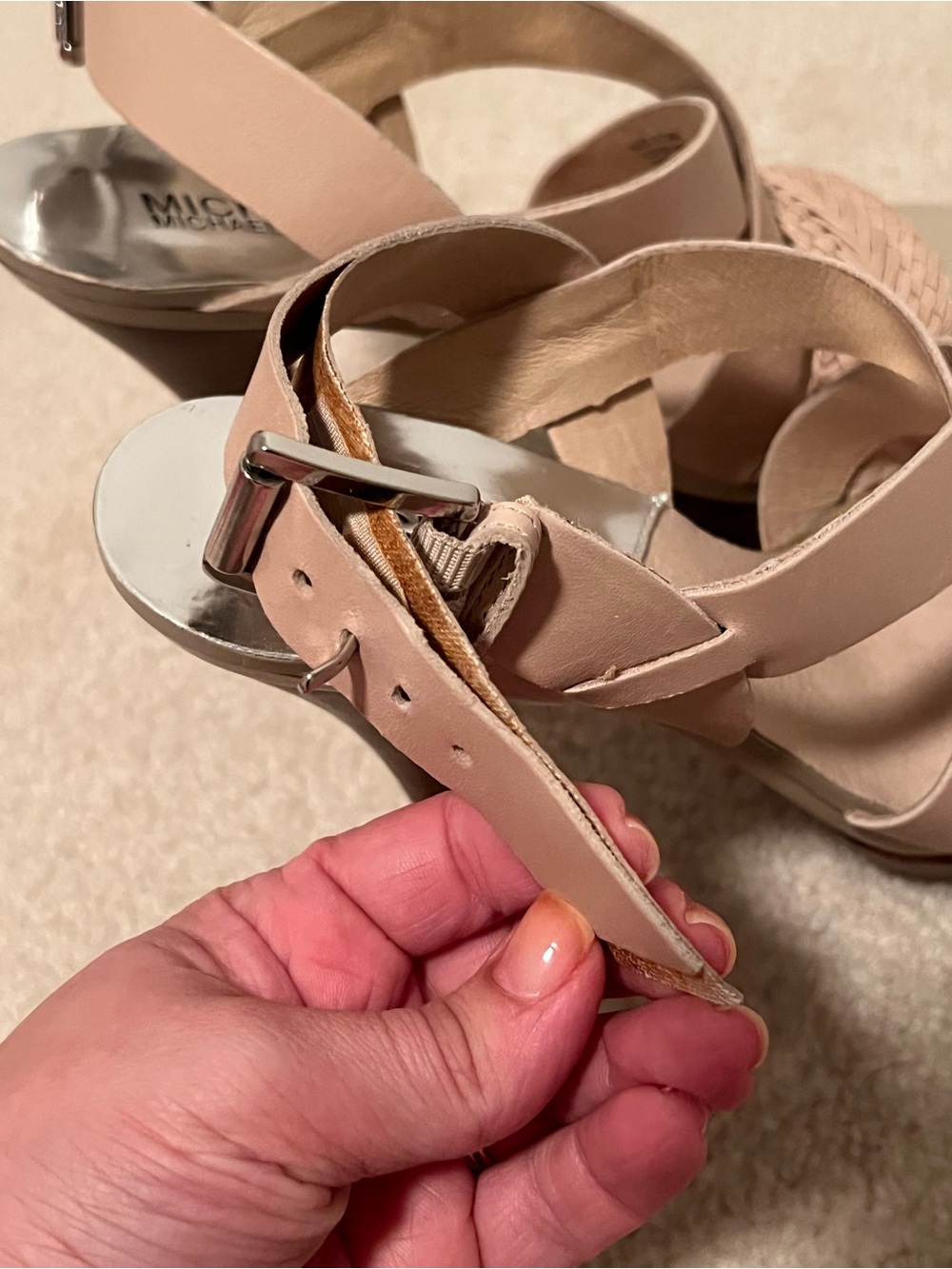 MICHAEL Michael Kors Nude Braided Platform Sandals 6.5 - Picture 6 of 6